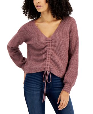 Hippie Rose Juniors' Drawstring V-Neck 