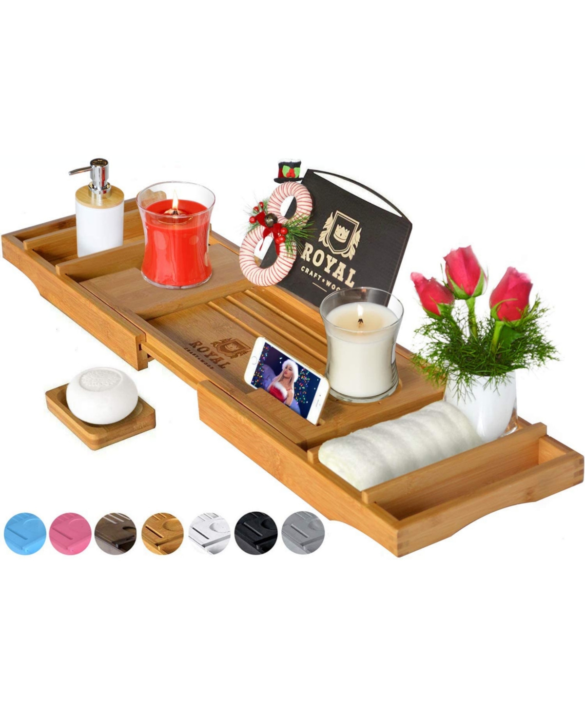 Royal Craft Wood Luxury Bathtub Caddy Tray Organizer