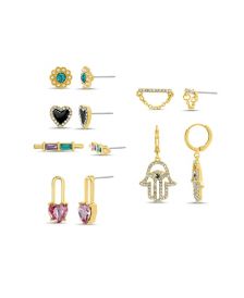 Women's 6 Piece-On Casted Stone Earring Set