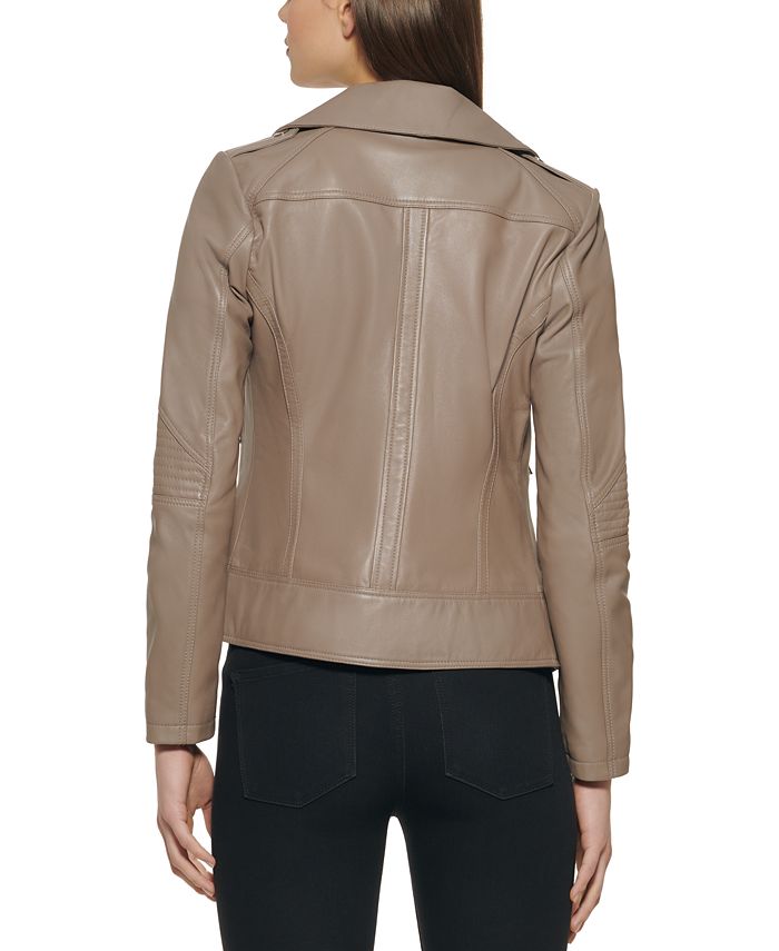 GUESS Leather Moto Coat, Created for Macy's & Reviews - Coats & Jackets ...