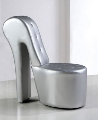 Jenna High Heel Faux Leather Crystal Studs Shoe Chair