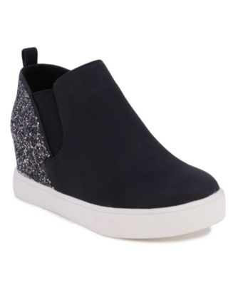 Black wedge heel sneakers on sale