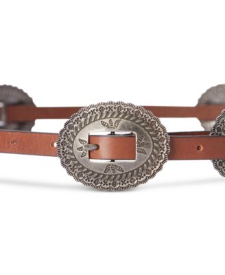 Lauren Ralph Lauren Concho-Detail Skinny Brown Leather Belt  display picture 3
