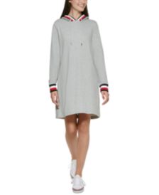 Contrast-Trim Hooded Dress