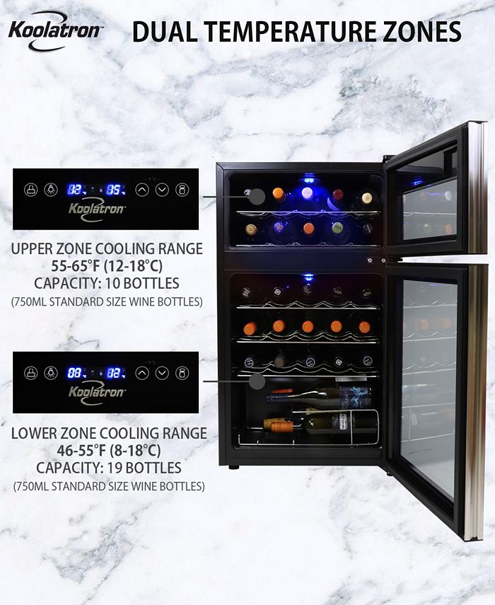 Koolatron Elite Series 29 Bottle Dual Zone Wine Cooler, 3' Cubic Macy's