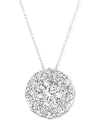 diamond halo 18 pendant necklace