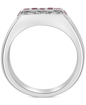 EFFY&reg; Men's Ruby (1 ct. t.w.) & White Sapphire (1-1/4 ct. t.w.) Ring in Sterling Silver