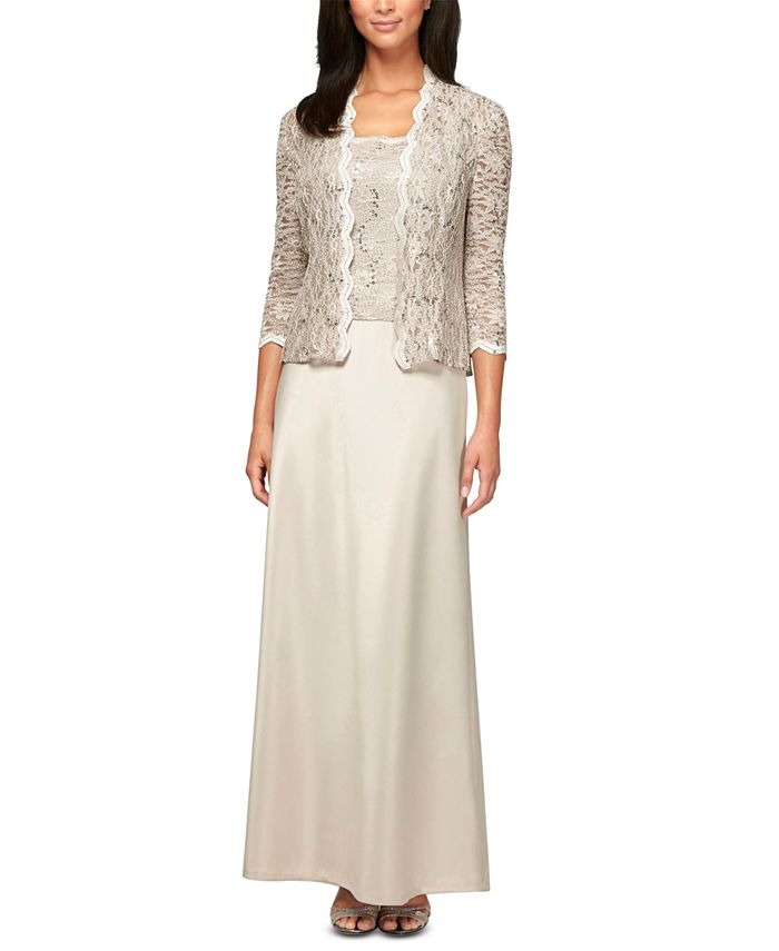 Alex Evenings Lace Detail Gown and Jacket Macy s