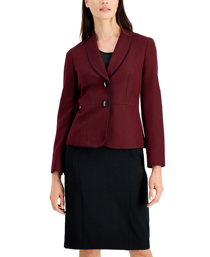 Le Suit Shawl-Collar Blazer and Seamed Pencil Skirt Suit, Regular ...