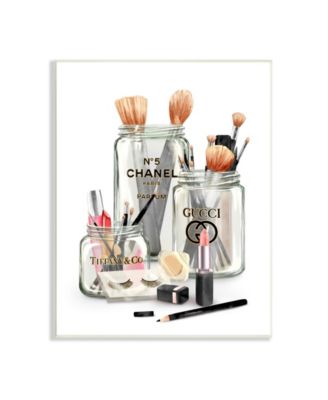 Fashion Brand Makeup in Mason Jars Glam Design Wall Plaque Art, 10" x 15"