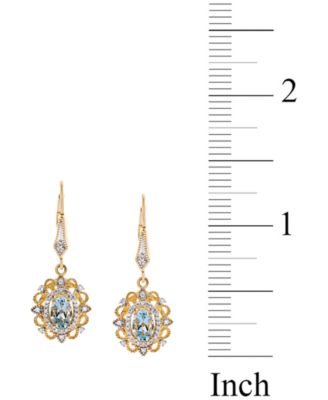 Aquamarine (3/4 ct. t.w.) & Diamond (1/8 ct. t.w.) Halo Drop Earrings in 14k Gold-Plated Sterling Silver