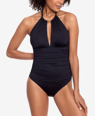 로렌 랄프로렌 Lauren Ralph Lauren High-Neck Tummy-Control One-Piece Swimsuit