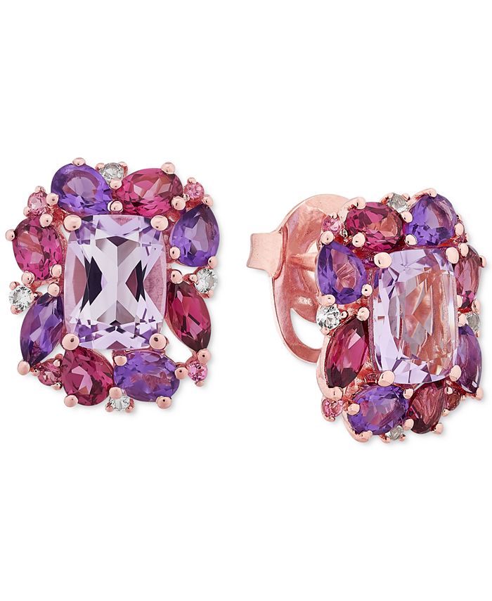 Macy s Multicolor Gemstone Cushion Stud Earrings 5 1 2 ct. t.w