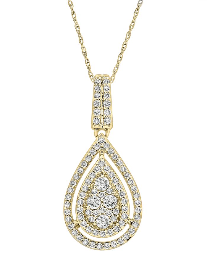 Macy's Diamond Teardrop Cluster 18" Pendant Necklace (1/2 ct. t.w.) in