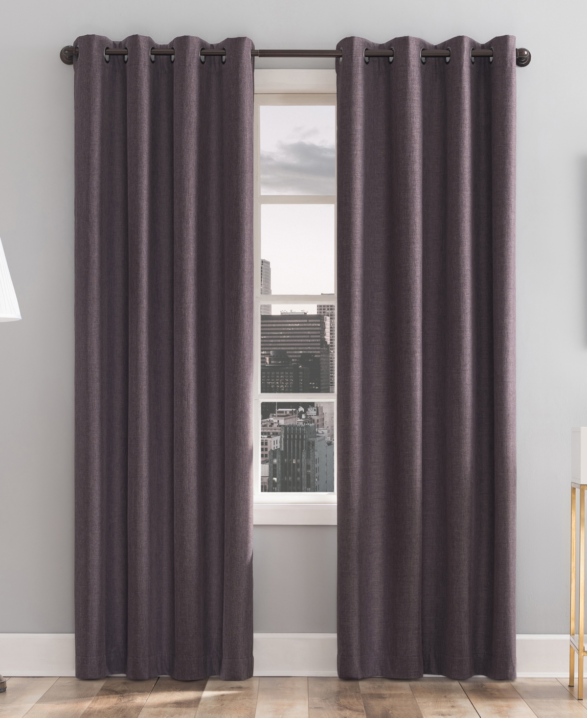 Sun Zero Tyrell Tonal Texture Grommet Curtain Panel, 96" X 50" In Fig
