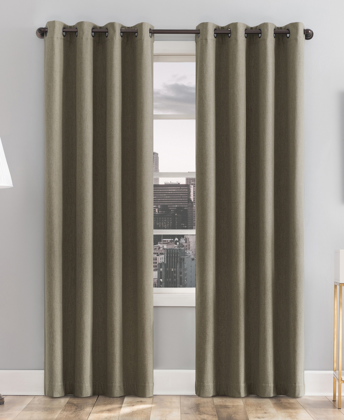 Sun Zero Tyrell Tonal Texture Grommet Curtain Panel, 96" X 50" In Olive