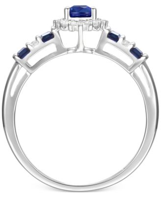 Sapphire (1 ct. t.w.) & Diamond (1/8 ct. t.w.) Ring (Also in Emerald & Ruby) in 14k Gold