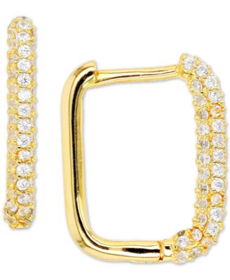 Macy's - Cubic Zirconia Pav&eacute; Square Hoop Earrings