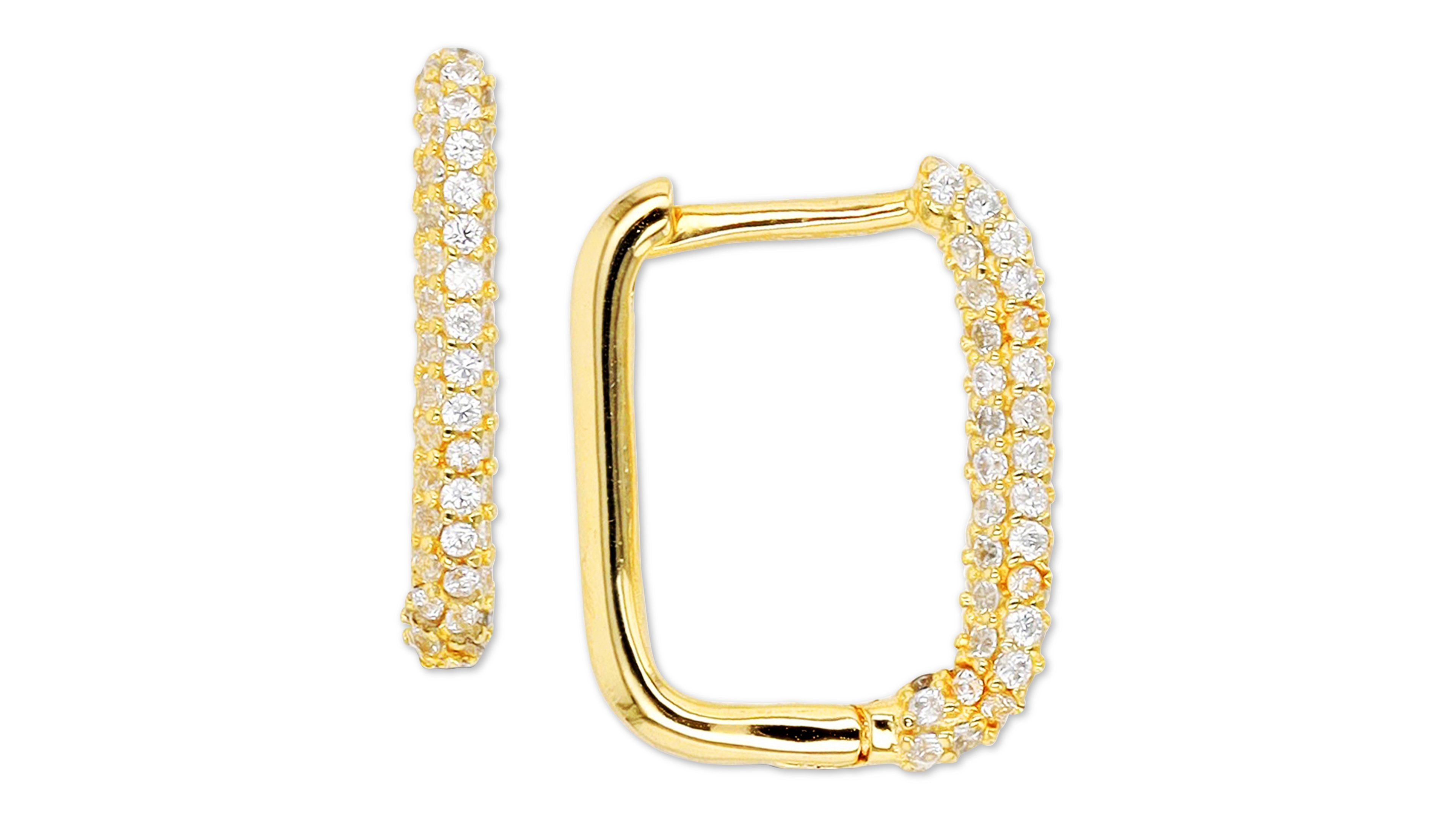 Cubic Zirconia Pave Square Hoop Earrings