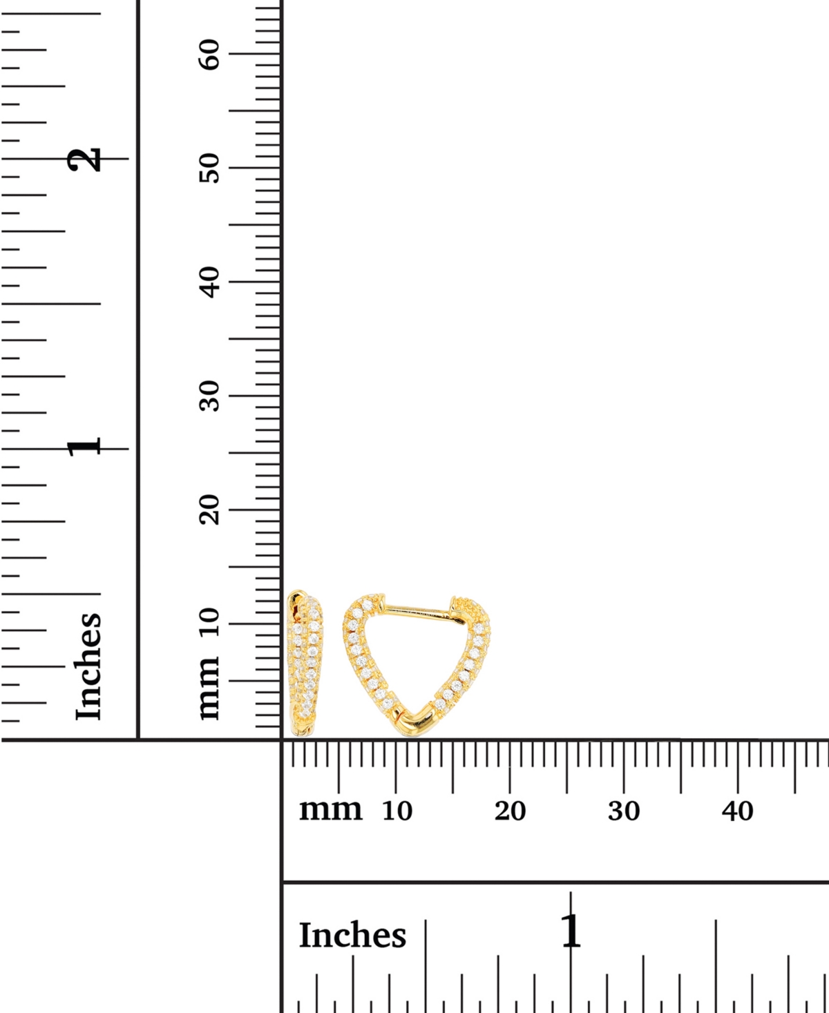 Cubic Zirconia Heart Hoop Earrings - 14K Yellow Gold Over Sterling Silver