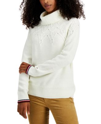 tommy hilfiger white turtleneck sweater