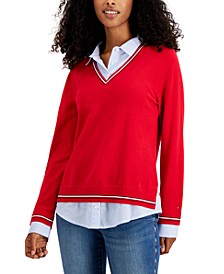 Layered-Look Cotton Sweater, Created for Macy's