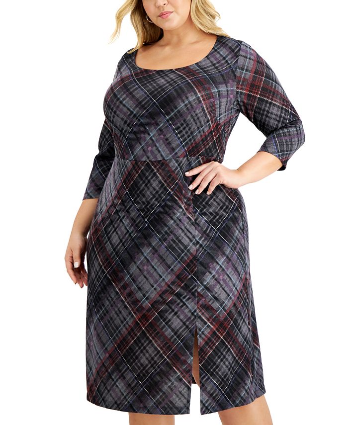 Connected plus size menswear midi dress macy s