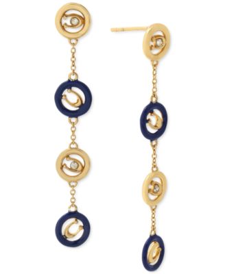 COACH - Gold-Tone Signature C Enamel Linear Drop Earrings