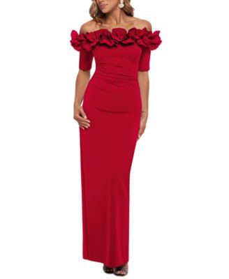 XSCAPE - Ruffled Off-the-Shoulder Gown