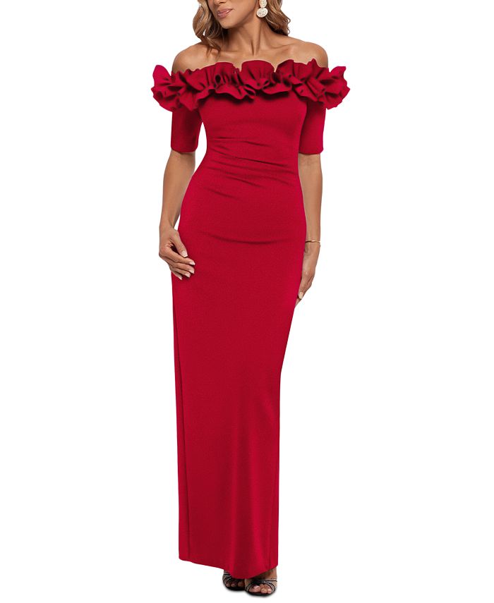 XSCAPE Ruffled Off-the-Shoulder Gown & Reviews - Dresses - Women - Macy's