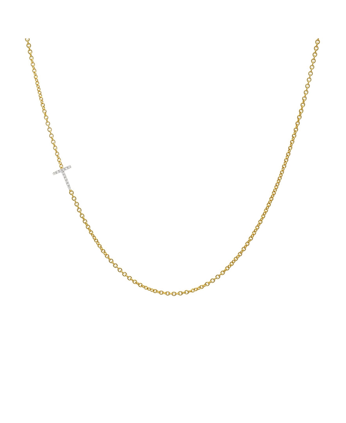 Diamond Asymmetrical Initial 14K Yellow Gold Necklace - Gold-Z