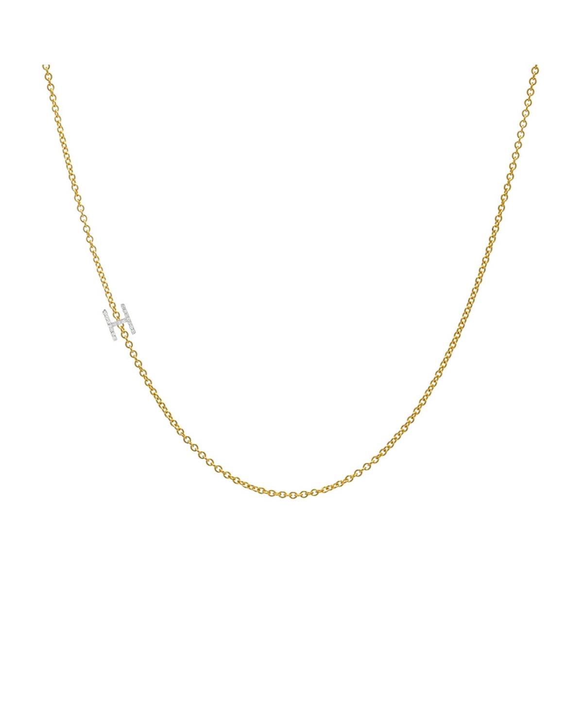 Diamond Asymmetrical Initial 14K Yellow Gold Necklace - Gold-Z