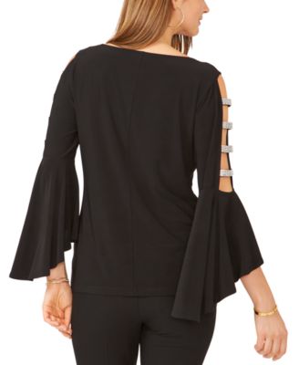 MSK Ladder-Trim Bell-Sleeve Top