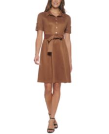 Petite Faux-Suede Shirtdress