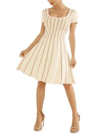 Leti Textured Striped Fit & Flare Dress