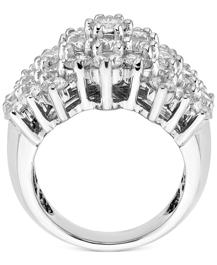 Macy's - Diamond Cluster Statement Ring (5 ct. t.w.) in 14k White Gold