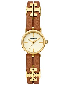 Women's Gold-Tone Logo Brown Leather Strap Watch 22mm
