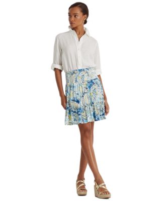 Lauren Ralph Lauren - Linen-Blend Paisley Print A-Line Skirt
