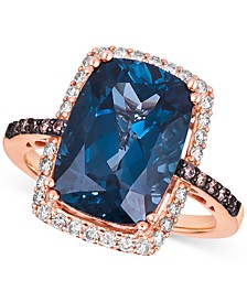 Deep Sea Blue Topaz (7-1/3 ct. t.w.) & Diamond (3/8 ct. t.w.) Ring in 14k Rose Gold