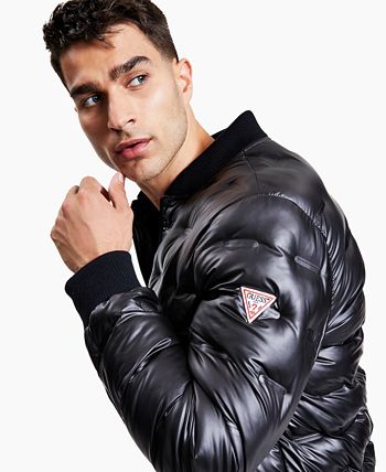 GUESS Men's Stamp Quilt Puffer Bomber Jacket - Macy's
