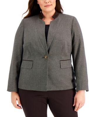 Kasper Plus Size Houndstooth Jacket 