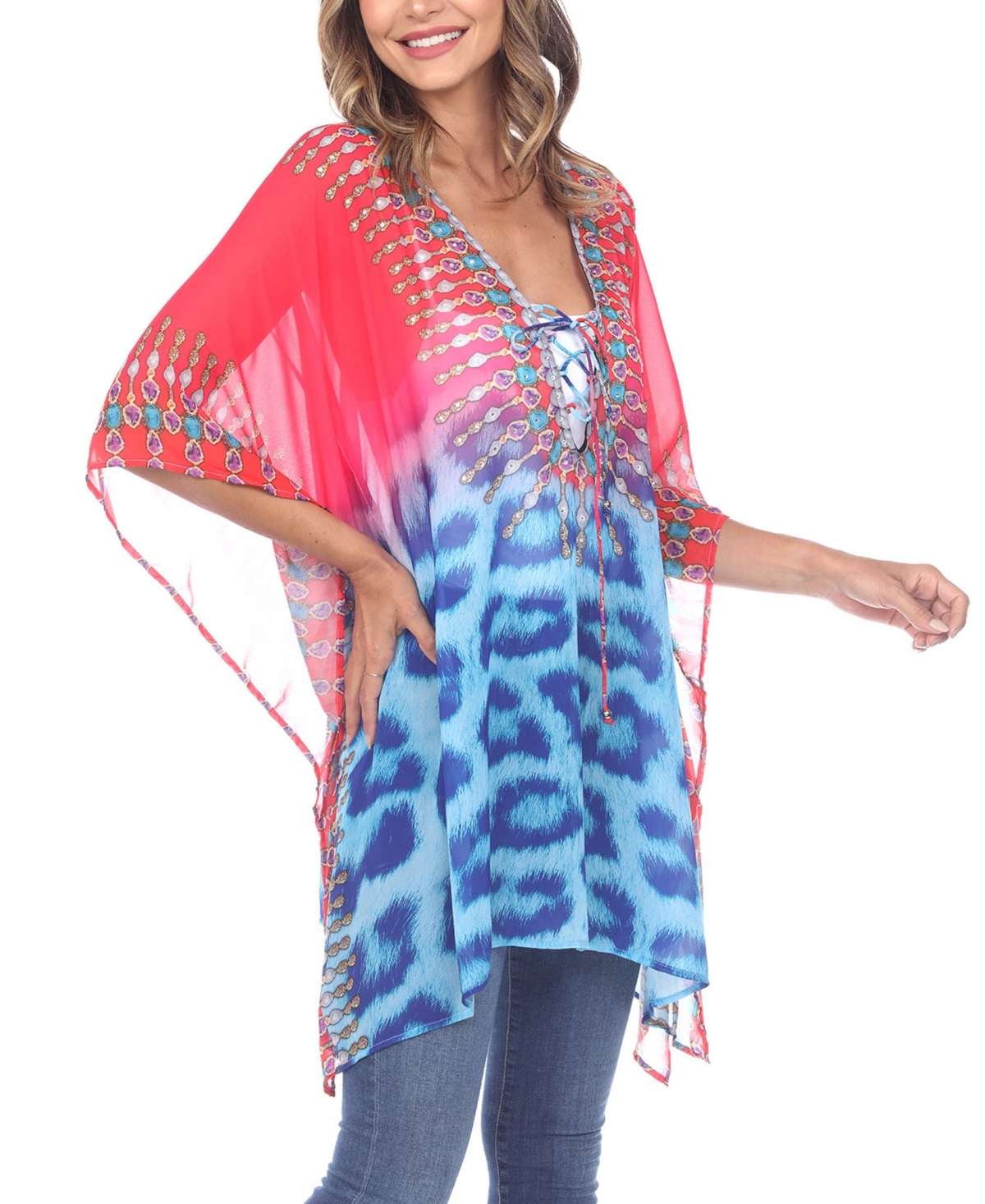 Women's Multi Print Caftan Top