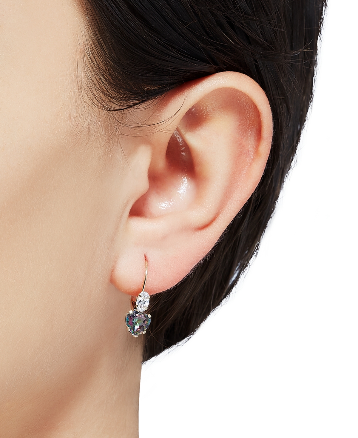 (2 ct. t.w.) & Cubic Zirconia Leverback Drop Earrings in 14k Gold - Mystic Topaz
