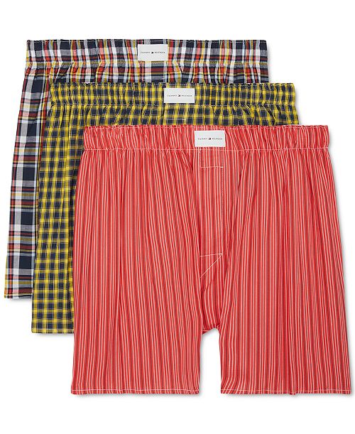 alfani Tommy Hilfiger Men's 3-Pack Classic Printed Cotton Poplin Boxers Men's Fashion & Accessories