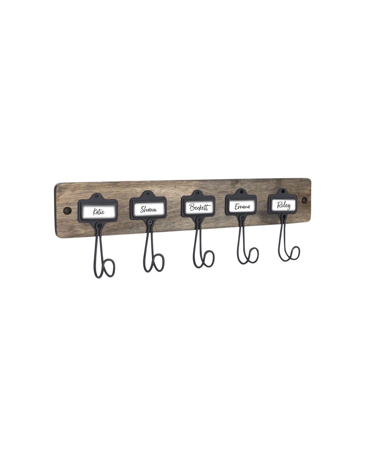 Vintage-Inspired Living Wall Mount 5 A-Hook with Nameplates - Aged Gray and Industrial Gray PC