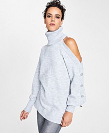 Asymmetrical Cold-Shoulder Turtleneck Sweater, Created for Macy's