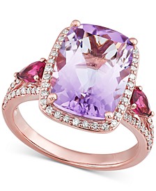 Multi-Gemstone (7 ct. t.w.) & Diamond (1/3 ct. t.w.) Ring in 10k Rose Gold