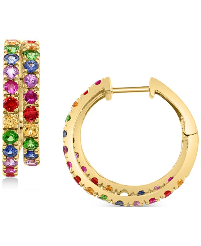 EFFY Collection EFFY® Multi-Sapphire Double Hoop Earrings (2-3/8