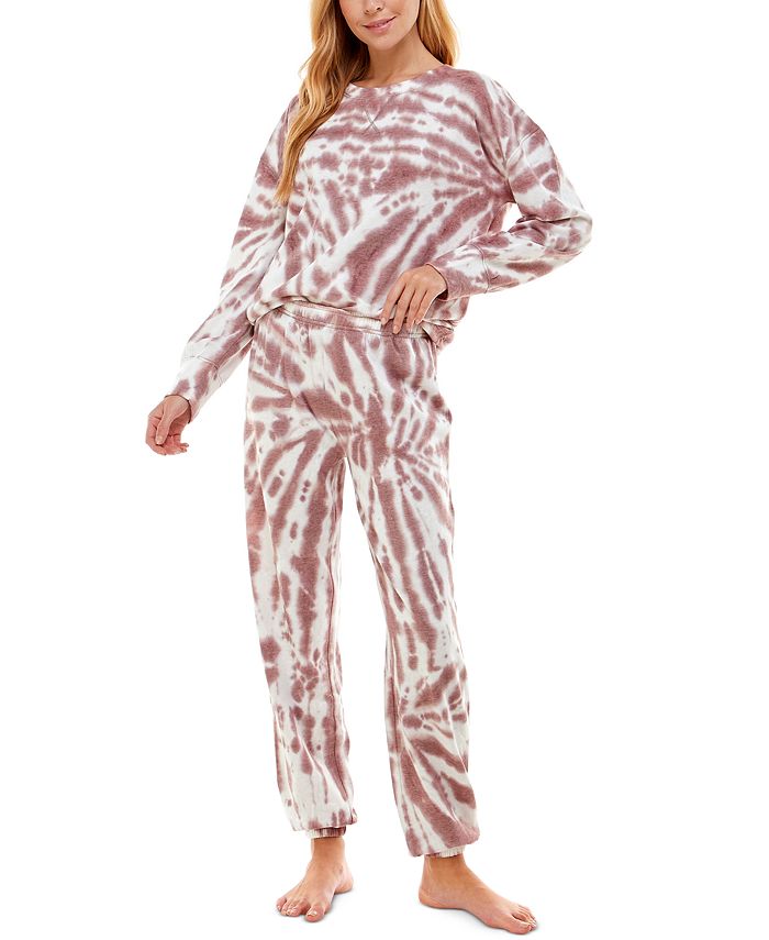 Roudelain Tie-Dyed Sweatshirt & Jogger Pants Pajama Set - Macy's