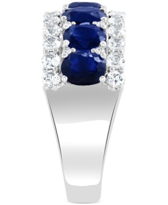 EFFY&reg; Blue & White Sapphire Ring (3-1/2 ct. t.w.) & Diamond (1/20 ct. t.w.) in 14k White Gold. (Also available Emerald)